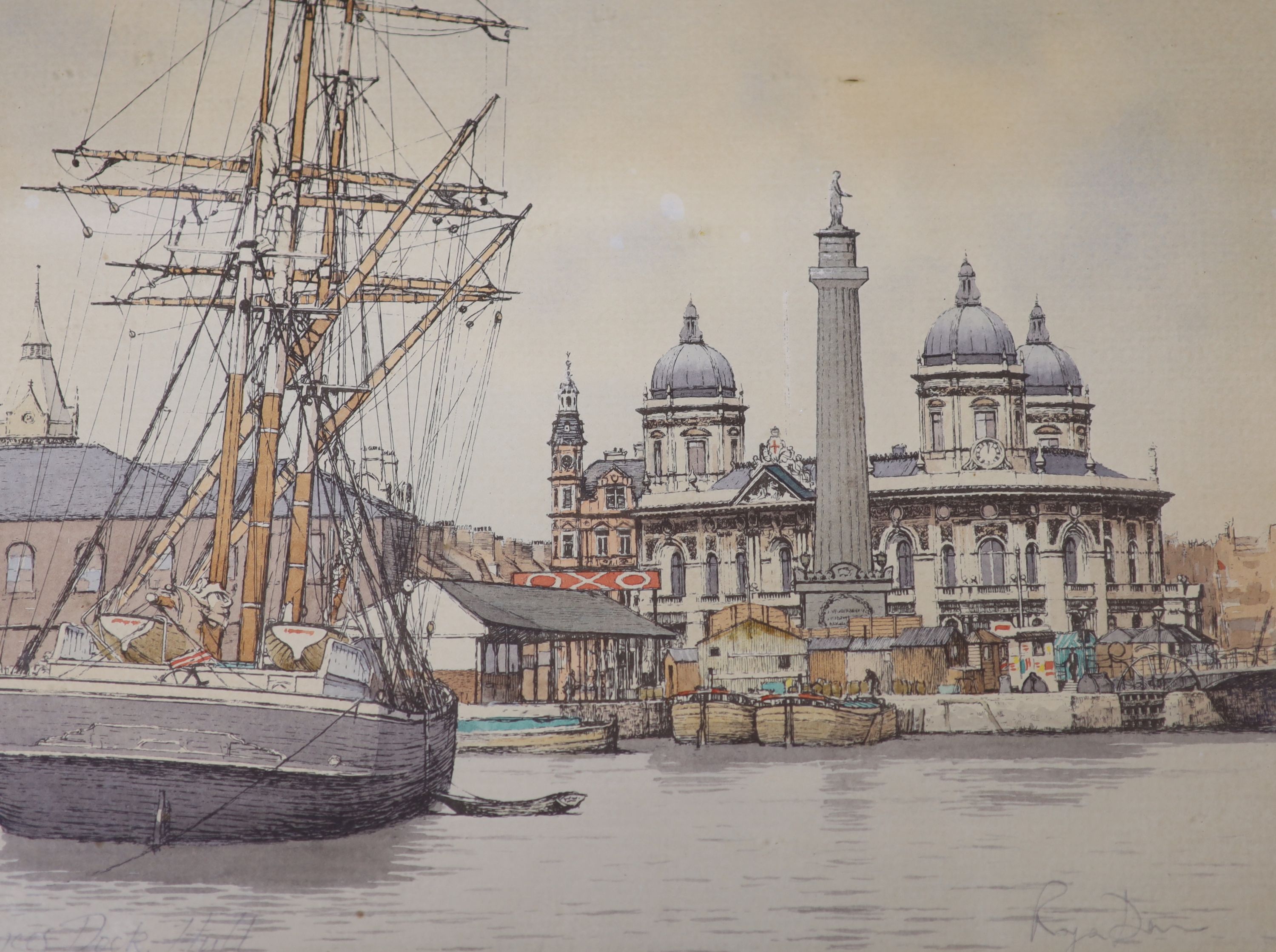 Max Parsons A.R.C.A. (1915-1998), a watercolour of 'Princes Pier', Hull and three other Hull-related items